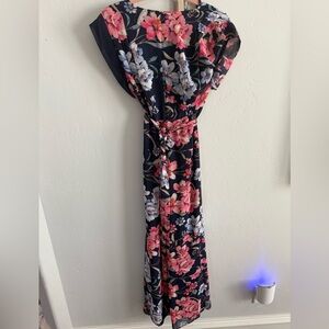 Eliza J Navy and Pink Floral Maxi Dress